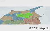 Political Panoramic Map of Sindal, semi-desaturated
