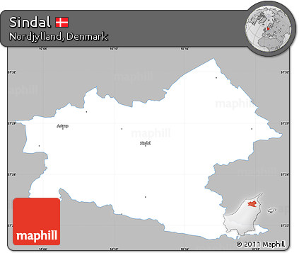 Gray Simple Map of Sindal, single color outside