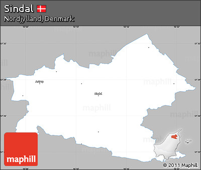 Gray Simple Map of Sindal, single color outside