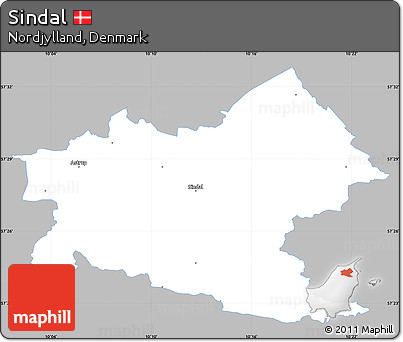 Gray Simple Map of Sindal, single color outside