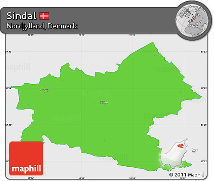 Political Simple Map of Sindal, single color outside