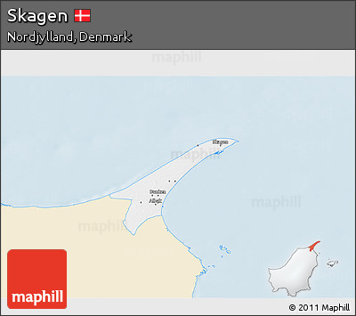 Classic Style 3D Map of Skagen, single color outside