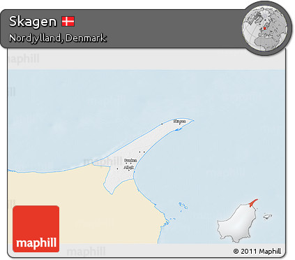 Classic Style 3D Map of Skagen, single color outside