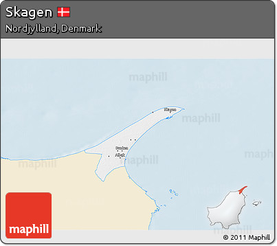 Classic Style 3D Map of Skagen, single color outside