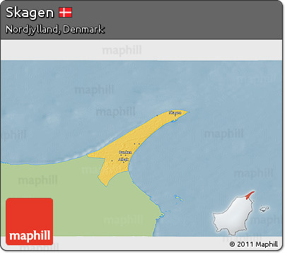 Savanna Style 3D Map of Skagen, single color outside