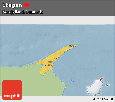 Savanna Style 3D Map of Skagen, single color outside