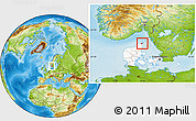 Physical Location Map of Skagen, highlighted country