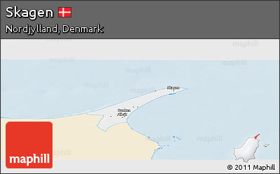 Classic Style Panoramic Map of Skagen, single color outside