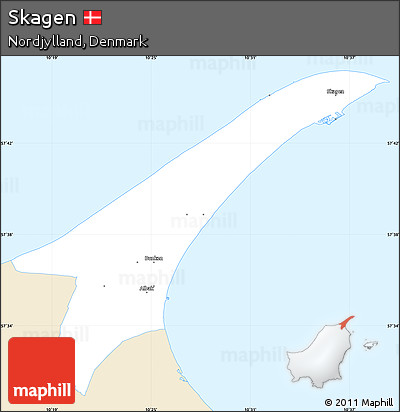 Classic Style Simple Map of Skagen, single color outside