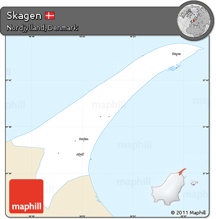 Classic Style Simple Map of Skagen, single color outside