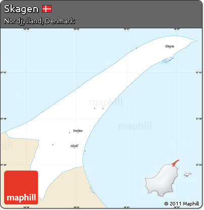 Classic Style Simple Map of Skagen, single color outside