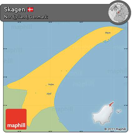 Savanna Style Simple Map of Skagen, single color outside