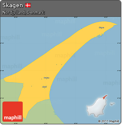 Savanna Style Simple Map of Skagen, single color outside