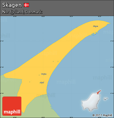 Savanna Style Simple Map of Skagen, single color outside
