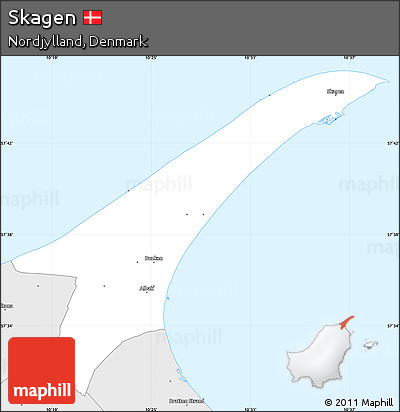 Silver Style Simple Map of Skagen