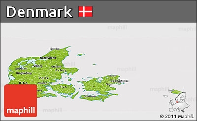 Physical Panoramic Map of Denmark, cropped outside