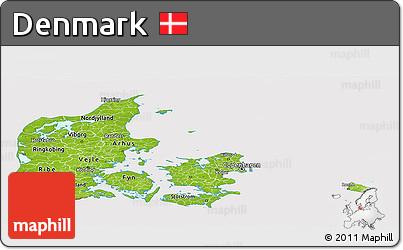 Physical Panoramic Map of Denmark, cropped outside
