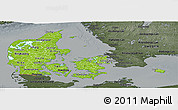 Physical Panoramic Map of Denmark, darken, semi-desaturated
