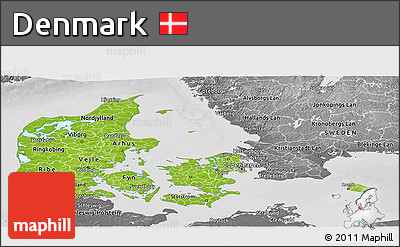 Physical Panoramic Map of Denmark, desaturated