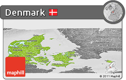Physical Panoramic Map of Denmark, desaturated