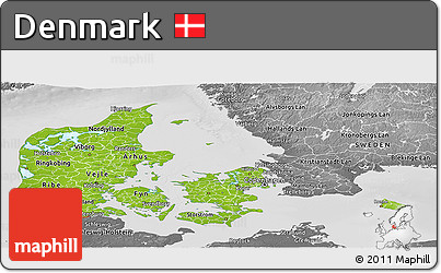 Physical Panoramic Map of Denmark, desaturated