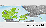 Physical Panoramic Map of Denmark, desaturated, land only