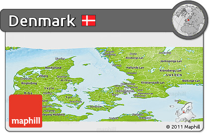 Physical Panoramic Map of Denmark