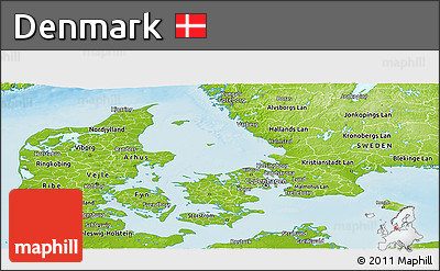 Physical Panoramic Map of Denmark