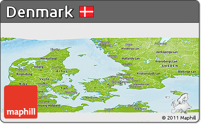 Physical Panoramic Map of Denmark