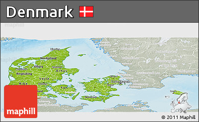 Physical Panoramic Map of Denmark, lighten, semi-desaturated, land only