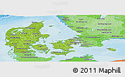 Physical Panoramic Map of Denmark, political shades outside
