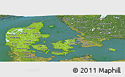 Physical Panoramic Map of Denmark, satellite outside