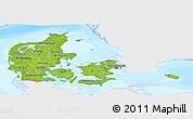 Physical Panoramic Map of Denmark, single color outside, bathymetry sea