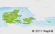Physical Panoramic Map of Denmark, single color outside, bathymetry sea, shaded relief sea