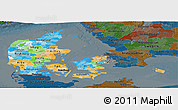 Political Panoramic Map of Denmark, darken