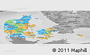 Political Panoramic Map of Denmark, desaturated