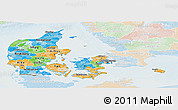 Political Panoramic Map of Denmark, lighten