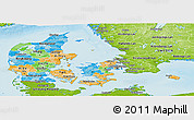 Political Panoramic Map of Denmark, physical outside