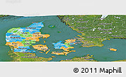 Political Panoramic Map of Denmark, satellite outside