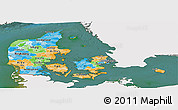 Political Panoramic Map of Denmark, single color outside, satellite sea