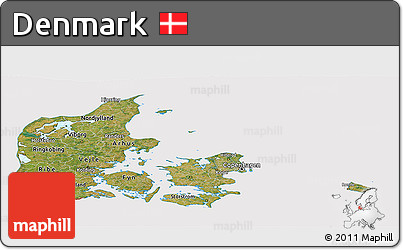 Satellite Panoramic Map of Denmark, cropped outside