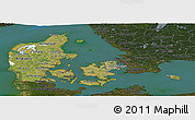 Satellite Panoramic Map of Denmark, darken, land only