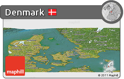 Satellite Panoramic Map of Denmark