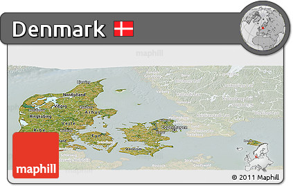 Satellite Panoramic Map of Denmark, lighten