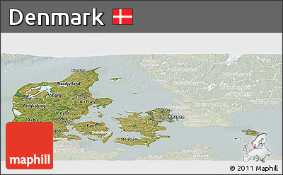 Satellite Panoramic Map of Denmark, lighten