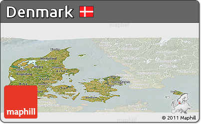 Satellite Panoramic Map of Denmark, lighten