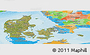 Satellite Panoramic Map of Denmark, political outside