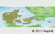 Satellite Panoramic Map of Denmark, political shades outside