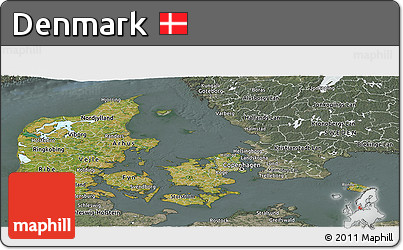 Satellite Panoramic Map of Denmark, semi-desaturated