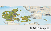 Satellite Panoramic Map of Denmark, shaded relief outside
